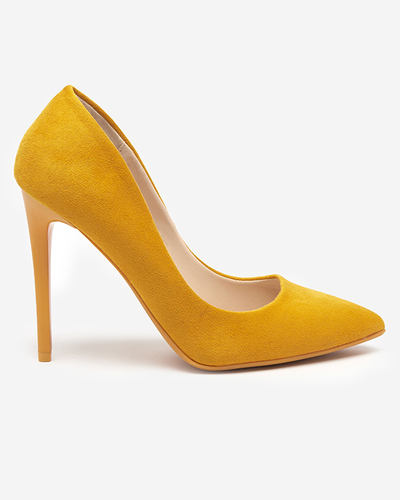 OUTLET Yellow women's pumps with eco suede on a stiletto Veneci - Shoes