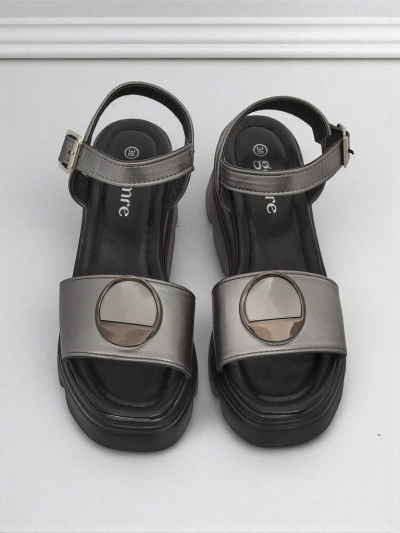 Hera Azzurro women's graphite eco-leather wedge sandals for summer