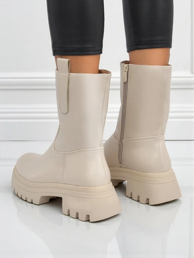 Women's High Eco-Leather Ankle Boots Scarlet Mist