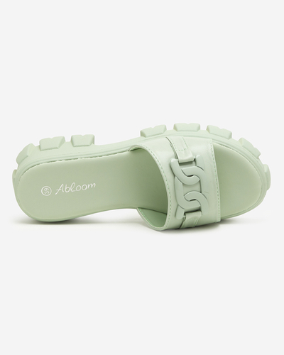 Ladies' mint slippers on a thicker sole. Inza - Footwear