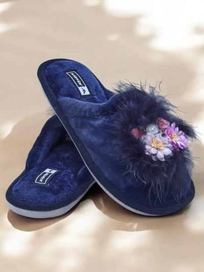 Женские меховые тапочки Royalfashion с цветами Ederra