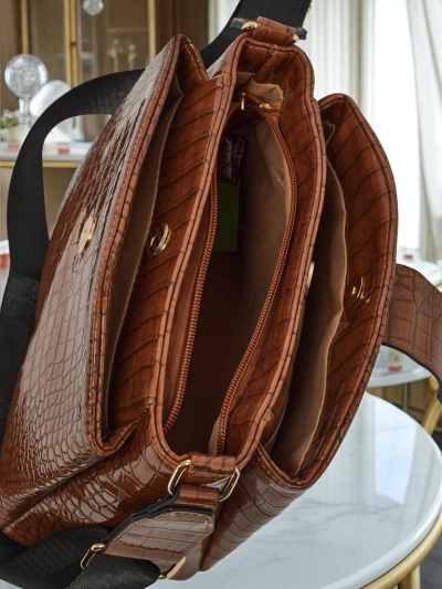 Patent small women's handbag made of faux leather Gilded Night