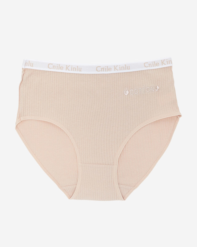 Beige women's cotton panties with stripes - Underwear