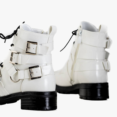 White Women's Ermite Buckled Workers - Footwear