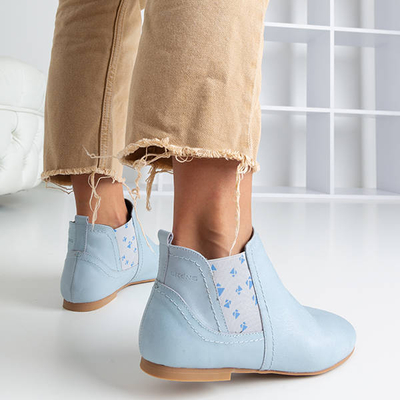 Gaiši zili sieviešu ādas Chelsea zābaki Heidi - Apavi