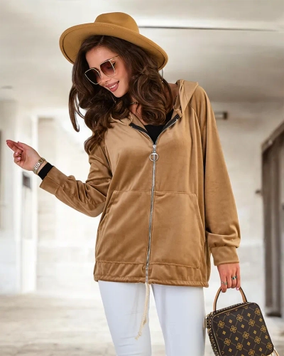 Royalfashion Sieviešu džemperis bez rāvējslēdzēja ar kapuci