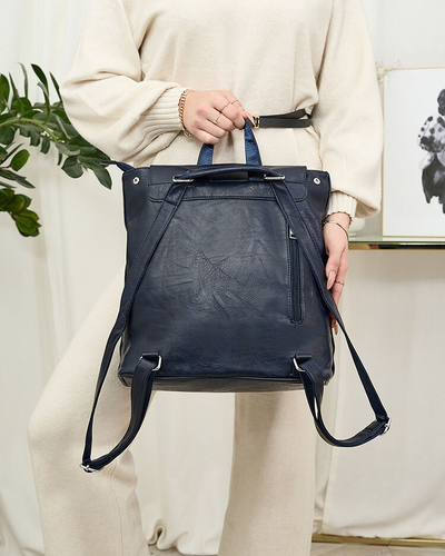 Royalfashion Navy blue large women's eco-leather backpack