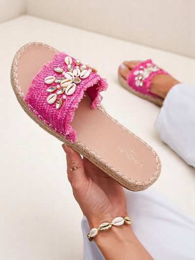 Женские шлепанцы Royalfashion Callista Fuksja на платформе с ракушками