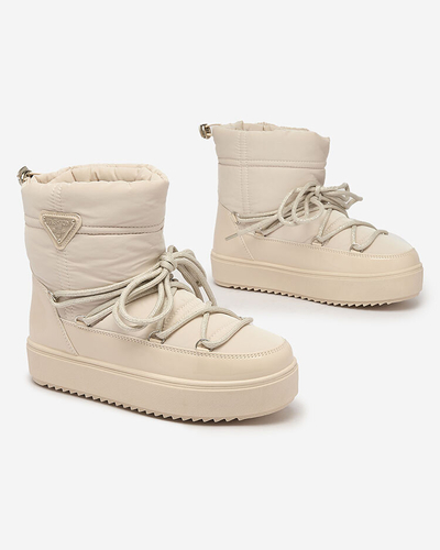 Royalfashion Женские сапоги-слипы a'la snow boots бежевого цвета Nevsone