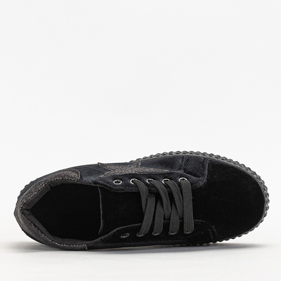 Black Estreni Women's Velor Sneakers - Footwear
