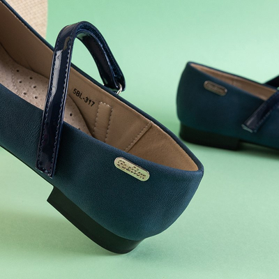 OUTLET Girls' navy blue ballerinas with animal embossing Sineri - Shoes