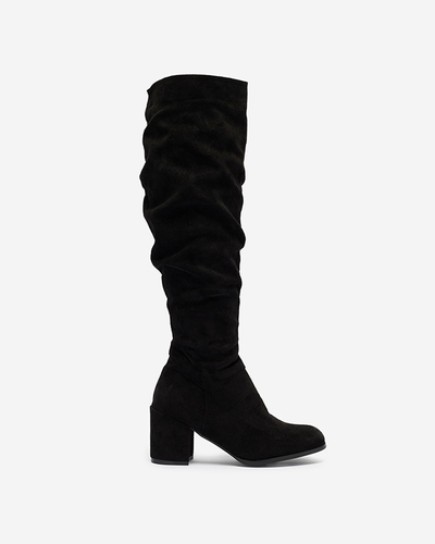 Women's black boots on the post in black Beroll- Footwear