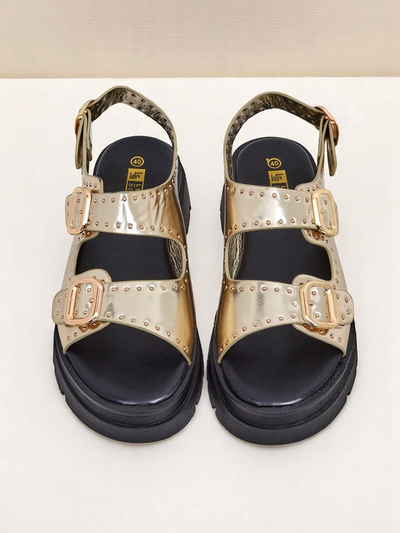Royalfashion Women's Thick Sole Sandals with Rhinestones Rocky Chic
