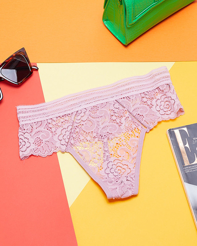 Pink women's lace thong panties - Underwear
