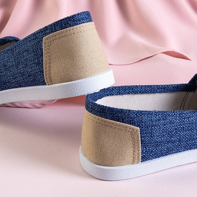 Women's navy blue espadrilles made of Mirlenace fabric - Footwear