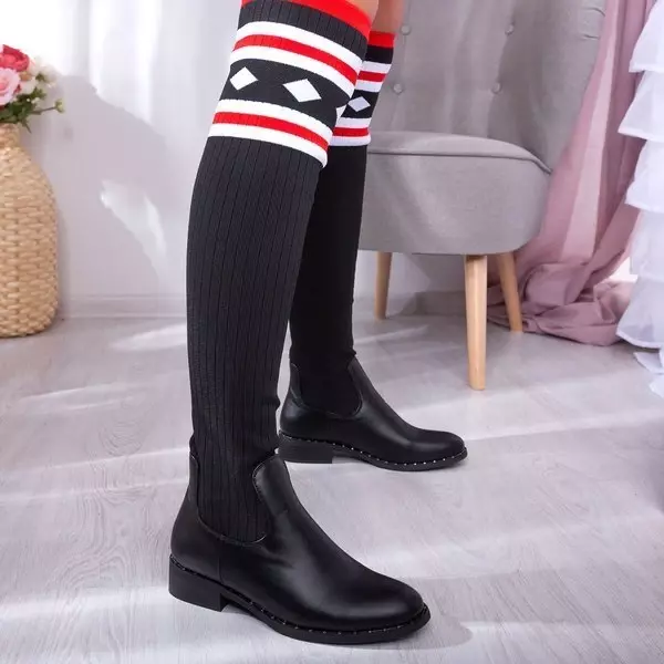 OUTLET Black boots a'la flat sock Salvia- Shoes