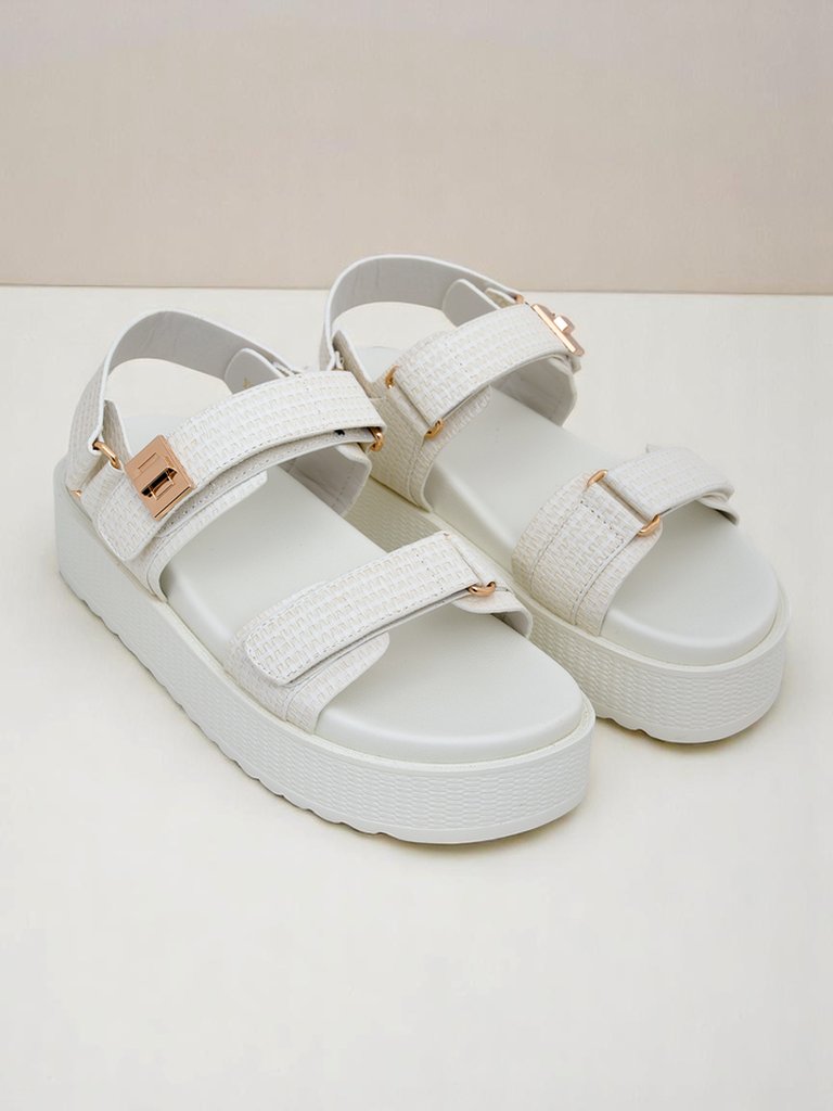 Royalfashion Kallisto – White women's platform sandals, ecological leather