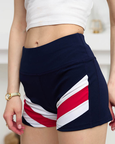 Navy blue shorts with a colored insert- Clothing