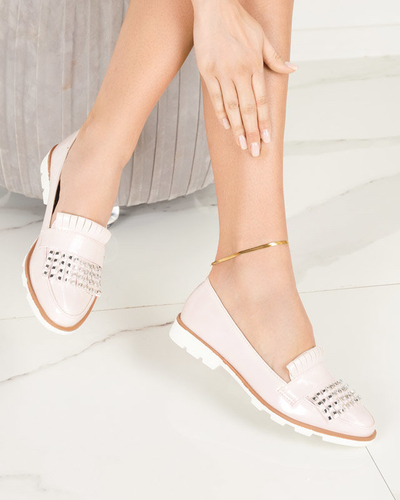 Pink lacquered loafers with fanreso jets - Footwear