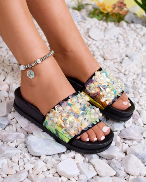 Royalfashion Black women's decorated Maurelle flip-flops