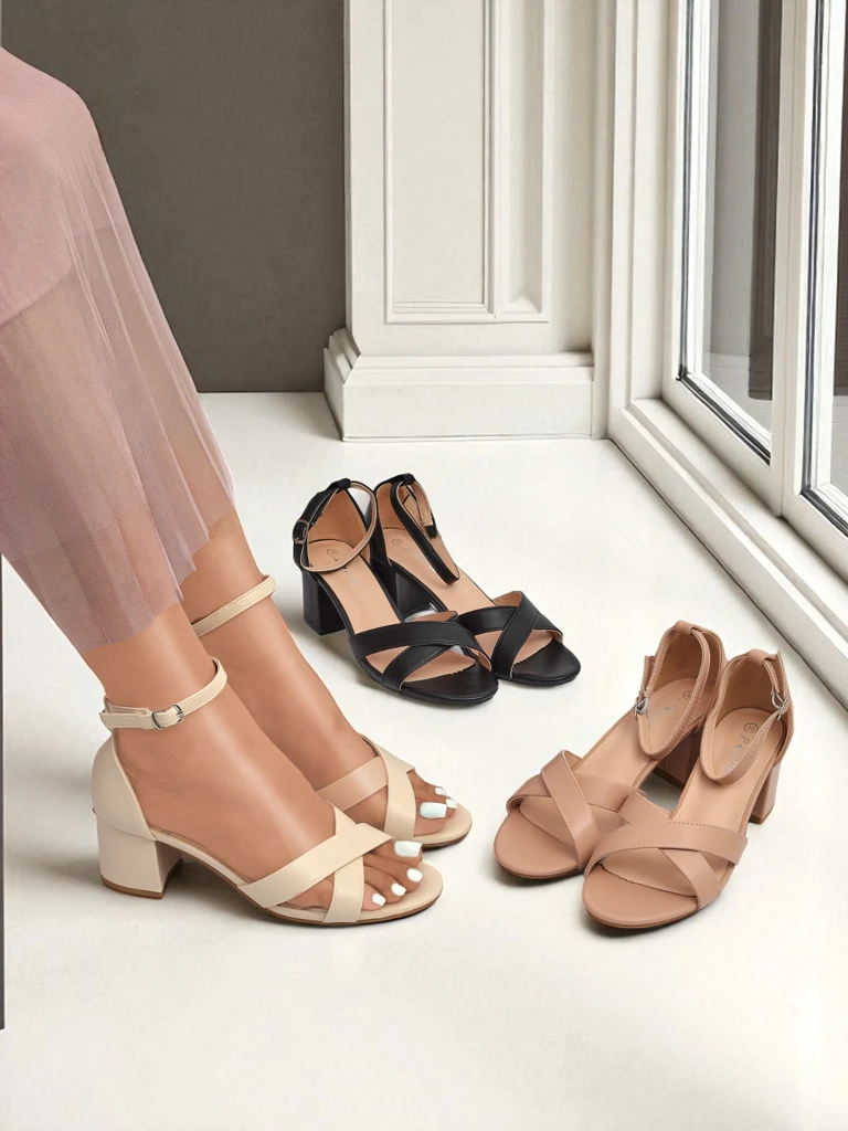 Royalfashion Women's sandals with a low block heel Eleganza Strap