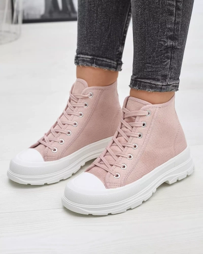 Pink women's high ribbed sneakers Somali - Footwear