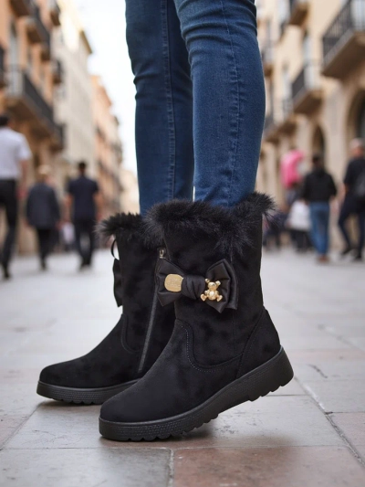 Royalfashion Women's snow boots with a bow Kiebbi
