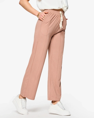 Light brown women's wide ribbed pants - Clothing