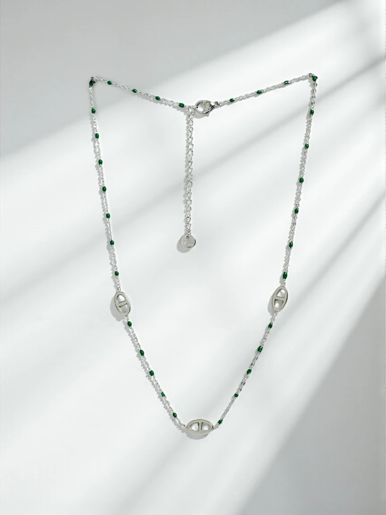 Selene Argento silver necklace with green beads – classic style