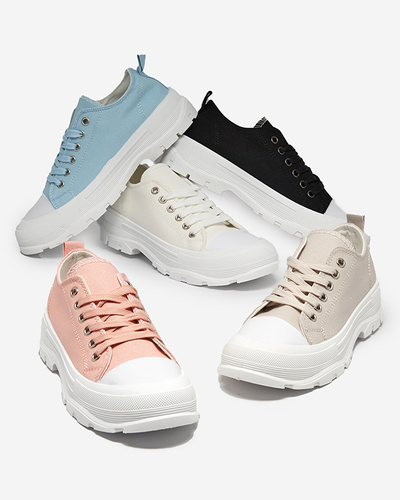 White and ecru women's sneakers on a higher sole Mytiko - Footwear