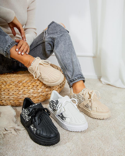 Black sports women's sneakers with Ibibis print - Footwear