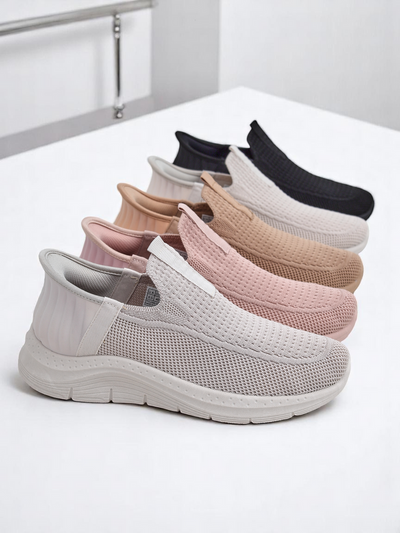 Aurelia Comfort Бежевые Женские Слипоны из Ткани на Плоской Подошве