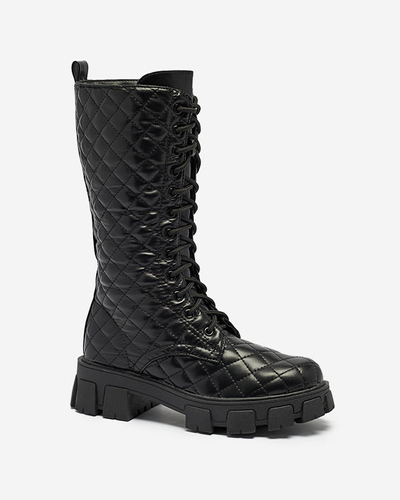 Black low boots with quilted upper Tepano - Footwear