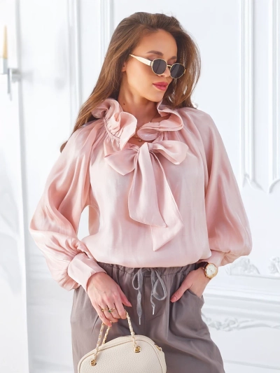 Royalfashion Сияющая женская рубашка с декоративным воротником