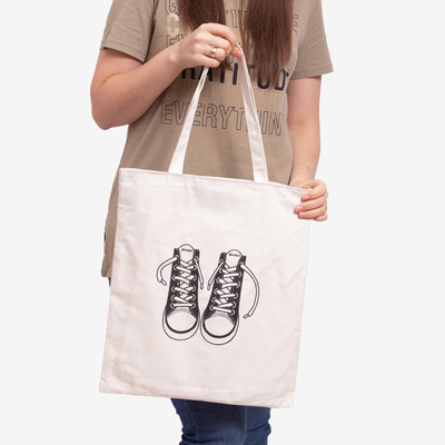 White fabric bag with a print - Accessories