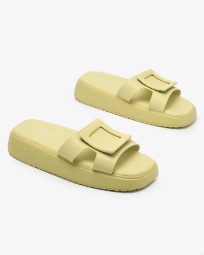 Royalfashion Light green women's flip-flops with buckle Ocurary