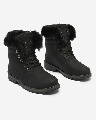 Klasiski sieviešu zābaki a'la trapper melnā krāsā Lausa- Footwear