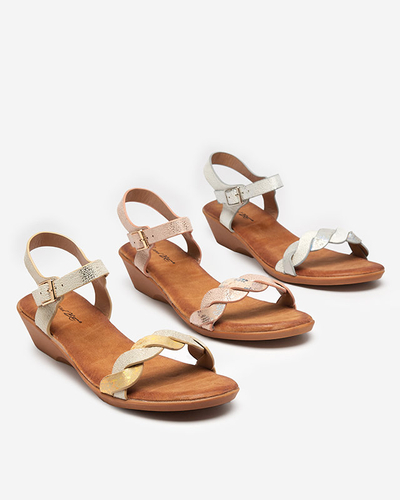 Gold women's sandals with holographic inserts Neluna - Shoes