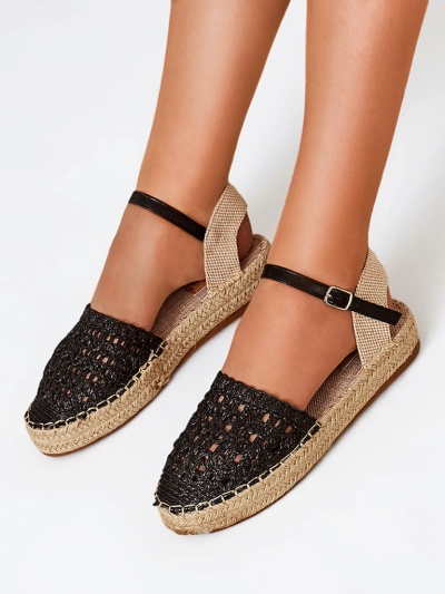 Ladies 'black espadrilles with an openwork Triumf - Footwear
