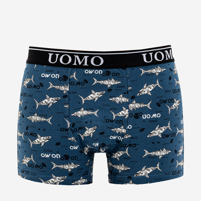 Men's dark blue boxer shorts with print - Underwear