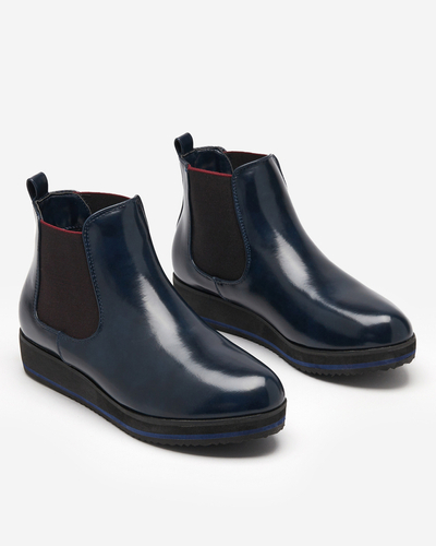 Navy blue women's wedge boots Stasia - Shoes