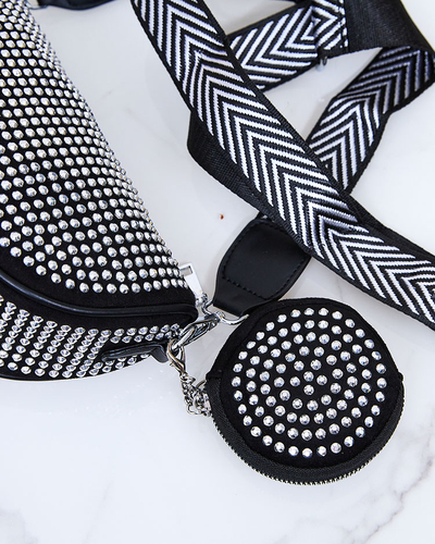 Royalfashion Black women's handbag with silver rhinestones