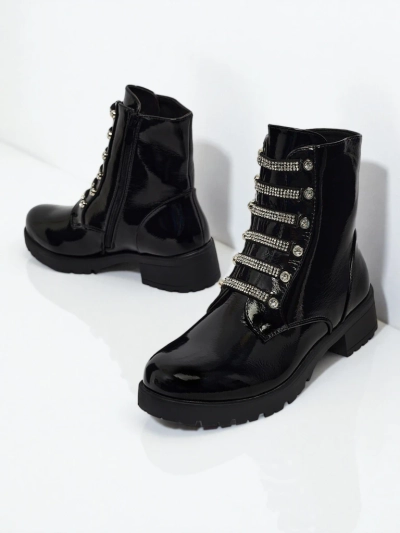 Fjorra Women's Patent Lace-up Ankle Boots