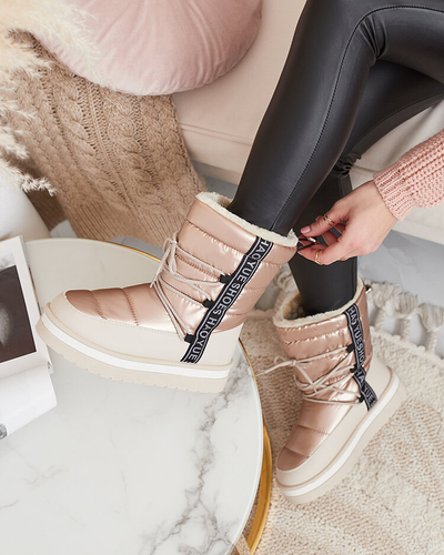 Royalfashion Pink and beige Gepanden women's snow boots