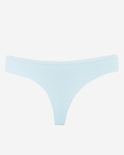 Women's blue ribbed thong - Underwear