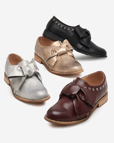 Gold women's low shoes with Entera bow - Footwear