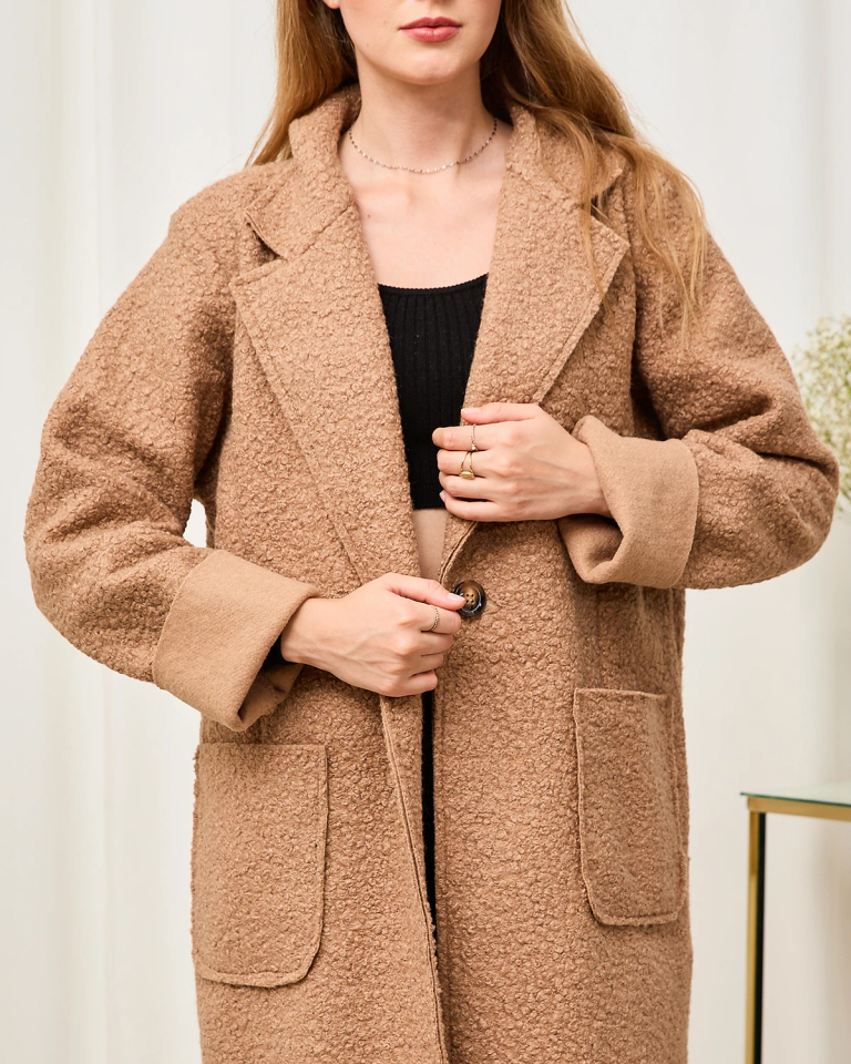 Royalfashion Light brown sheepskin women's coat