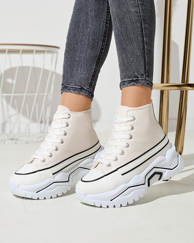 Women's cream insulated platform sports shoes a'la sneakers Retiha - Footwear