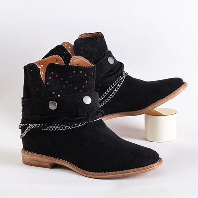 Black ankle boots a'la cowboy boots on a wedge heel Salemi - Footwear
