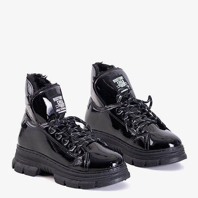 Black lacquered women's boots from Rostorie - Footwear